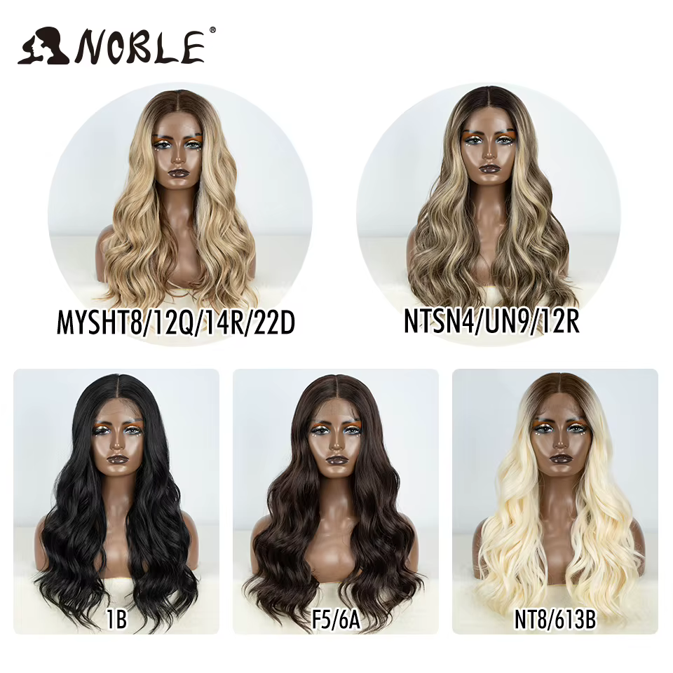 Perruque Lace Front Wig synthétique 24 pouces-Noble, perruque Lace Wig cheveux de bébé longs ondulés