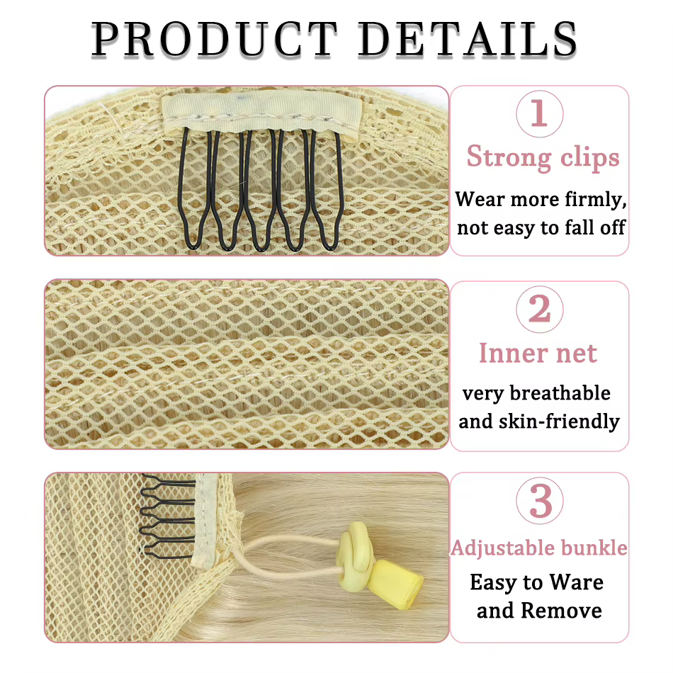 Cordon queue de cheval Extensions de cheveux humains 120G 160G droite Remy cheveux humains Blonde qu