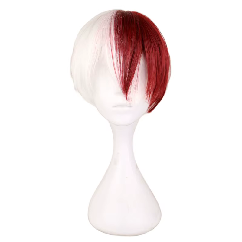 Perruques My Hero Academia Boku no Hiro Akademia Shoto Todoroki Shouto, perruque blanche et rouge po