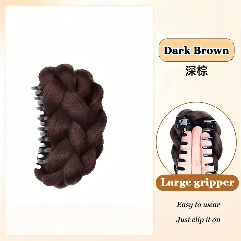 Postiche synthétique élégante pour chignon, pince à griffe ovale, accessoire pour chignon haut pour 
