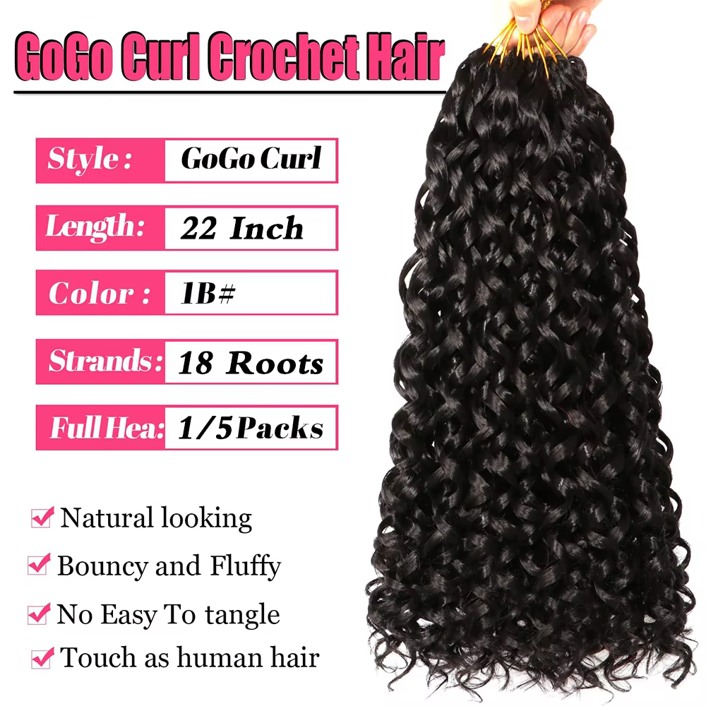 GoGo Curl Crochet cheveux pour femmes noires courte plage Curl bohème Crochet tresses naturel noir v