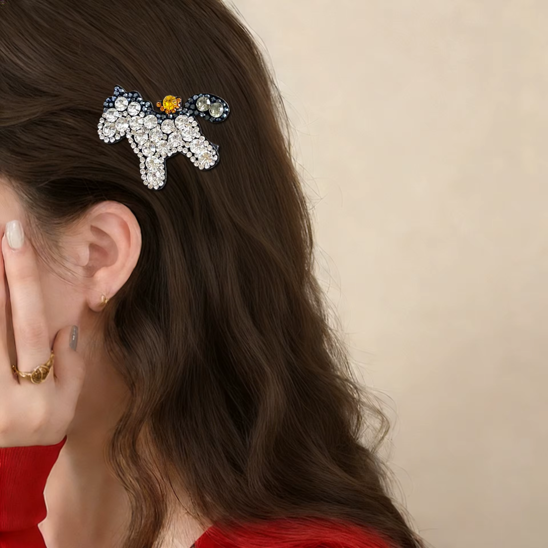 Pince à cheveux queue de cheval en strass, luxueuse et raffinée pour femme, mini pince latérale esth