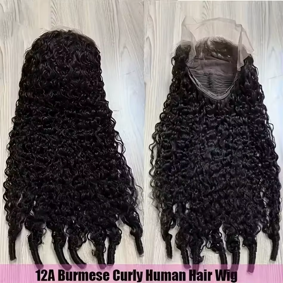 Perruque bouclée birmane cheveux humains vague profonde dentelle avant perruques 13X6 Hd dentelle fr