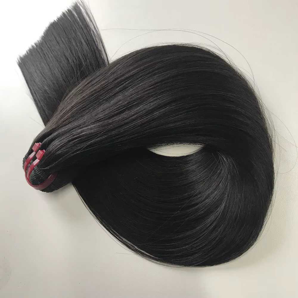 20A vietnamien Super Double os dessiné paquets de cheveux raides avec 2x6 fermeture couleur naturell