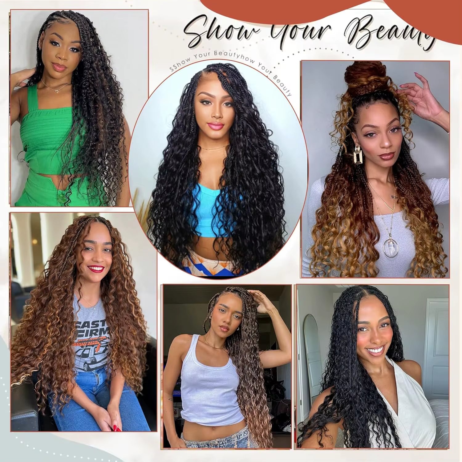 14/18/24 pouces déesse boîte tresses Crochet cheveux pré-bouclés Boho Crochet boîte tresses avec ext