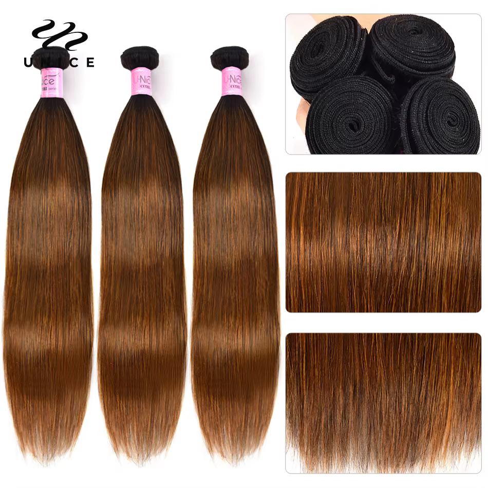 UNice Balayage Highlight Straight Bundles 1 ou 3 pièces/lot, extensions de cheveux 100% naturels pré
