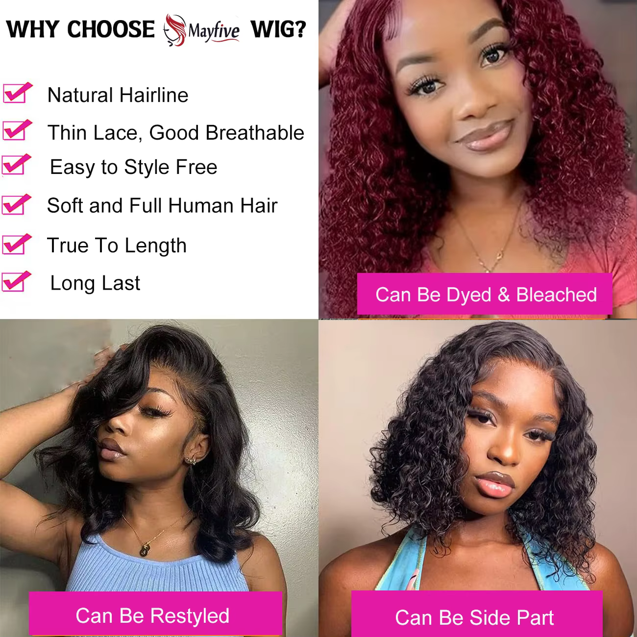 Perruques brésiliennes 100% cheveux humains bouclés profonds, couleur noire naturelle, perruques à o