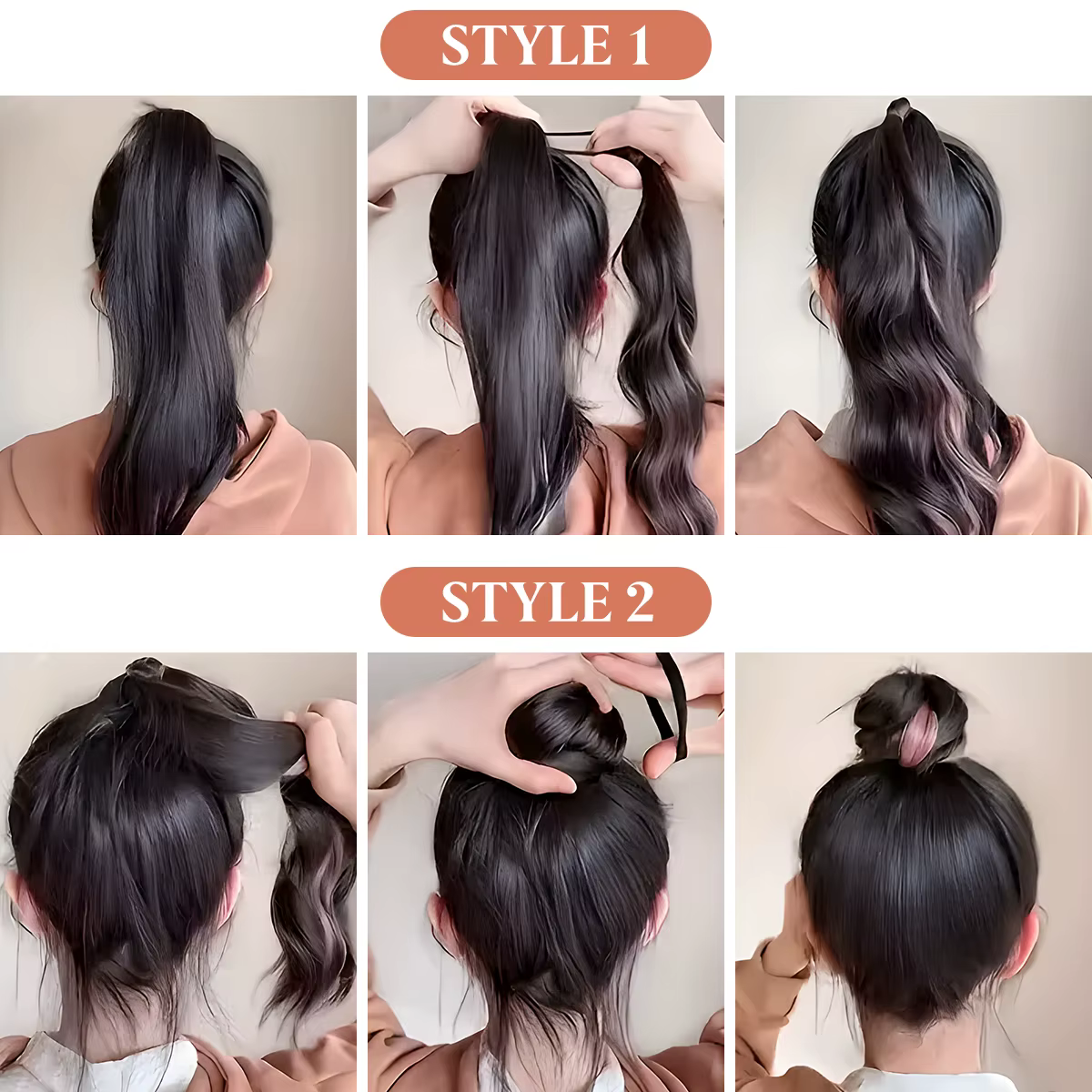 Cheveux synthétiques Chignon Chignon postiches auto-enroulement boule cheveux Bun femme bricolage Ch