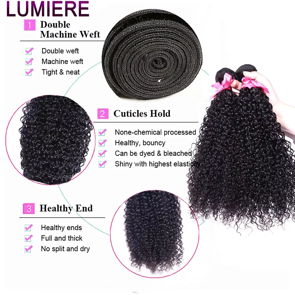 8-30 "Mongolien 100% Vierge Brut Afro Crépus Bouclés Cheveux Humains Bundles Deal Tissage 3/4 Bundle