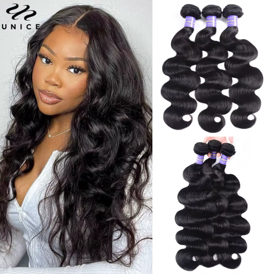 Mèches Body Wave 3/4 naturelles-UNice Hair, tissage rapide, extension de cheveux à coudre, Grade 8A,