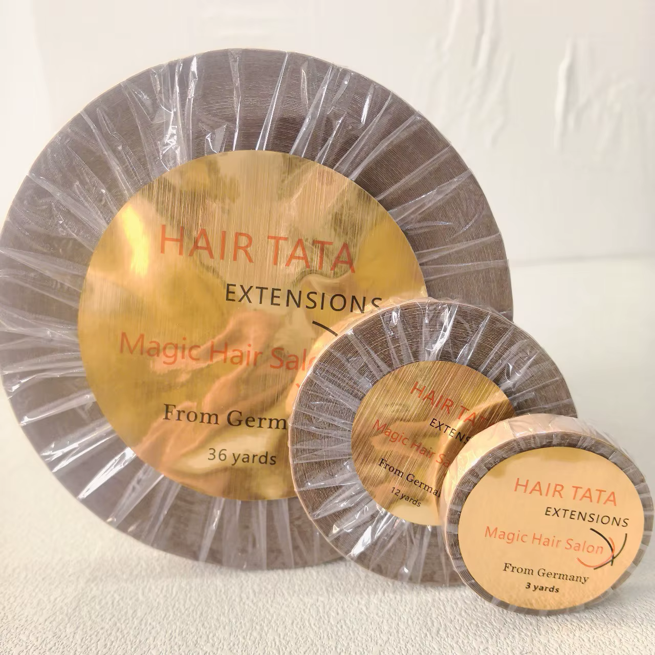 Ruban adhésif double face TATA pour extensions capillaires, largeur 0,8 cm/1 cm, 36/12/3 yards, pour