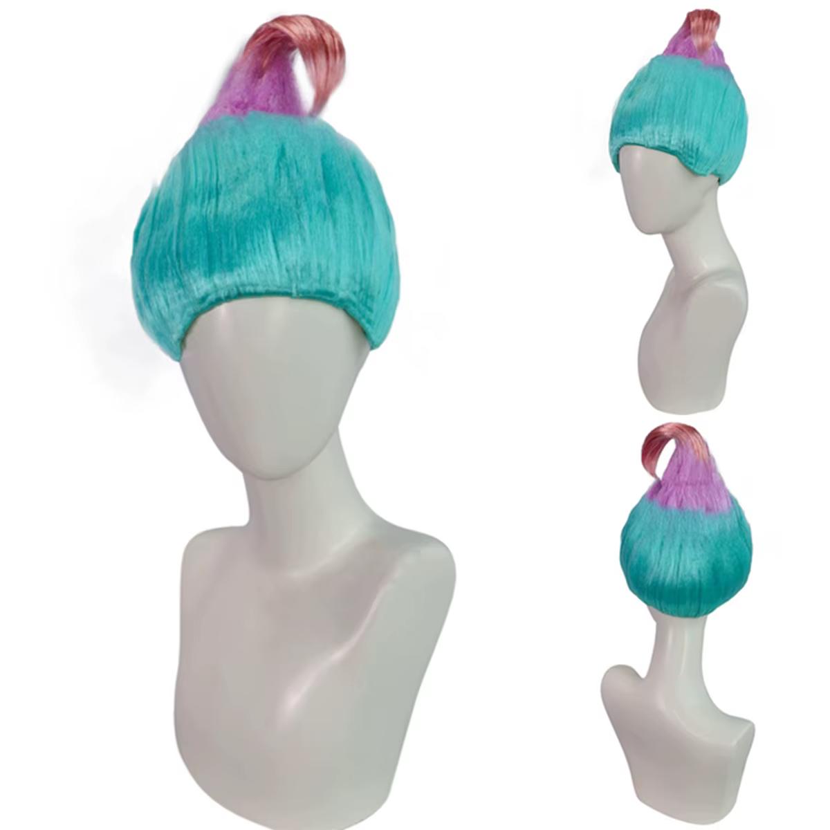 Perruque synthétique de haute qualité, pointe verte et rose, couleur mixte, Type de personnalité à l