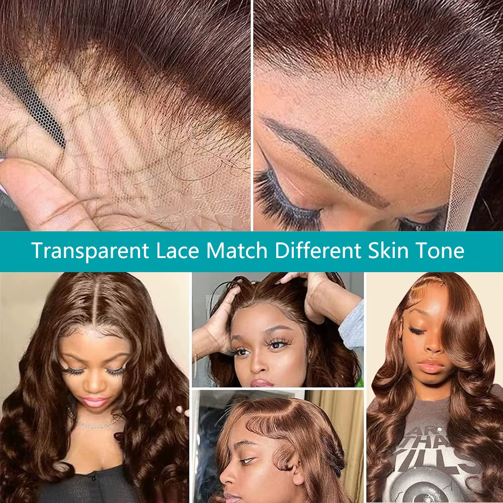 Perruque Lace Frontal Wig péruvienne Body Wave brun chocolat, cheveux naturels, 13x4, 13x6, HD, nais