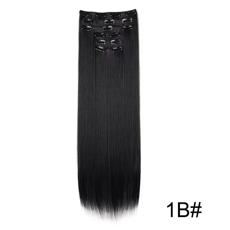 Extensions de cheveux synthétiques blondes et noires, 24 pouces de long, lisses, résistantes à la ch