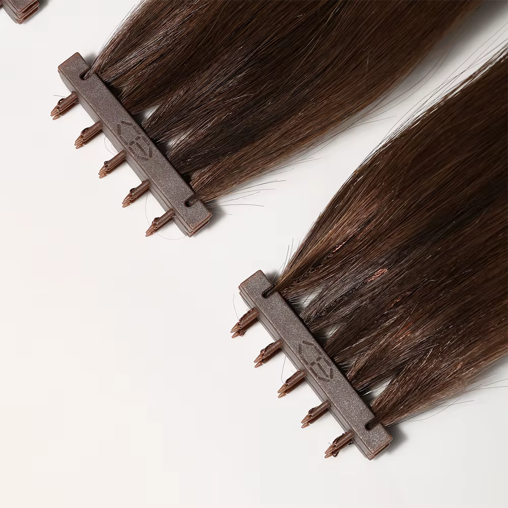 Extensions de cheveux cachées 6D-3, 52g, micro-liens, cheveux humains, couleur brun foncé # Extensio