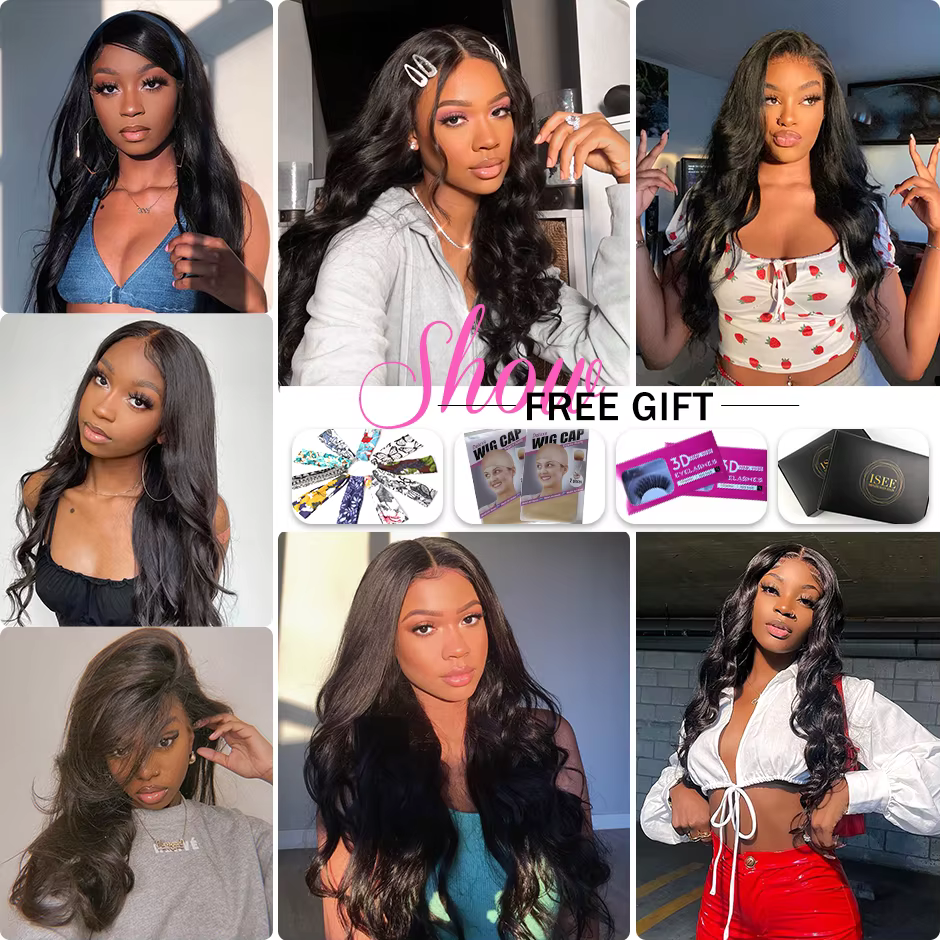 ISEE HAIR brésilien vague de corps 4x4 dentelle fermeture perruques pour les femmes 13x4 dentelle fr