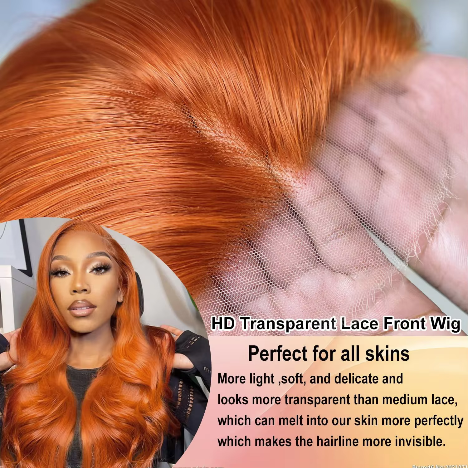 30 34 pouces gingembre Orange 13x6 dentelle avant perruques cheveux humains sans colle couleur vague