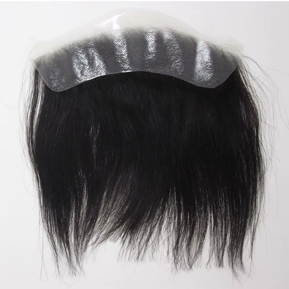 Prothèse capillaire pour hommes en PU à peau fine, système de remplacement capillaire frontal en V,