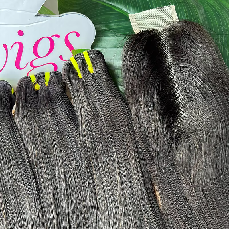 Extensions de cheveux humains vierges vietnamiens 100% naturels, lisses comme des baguettes, avec cl