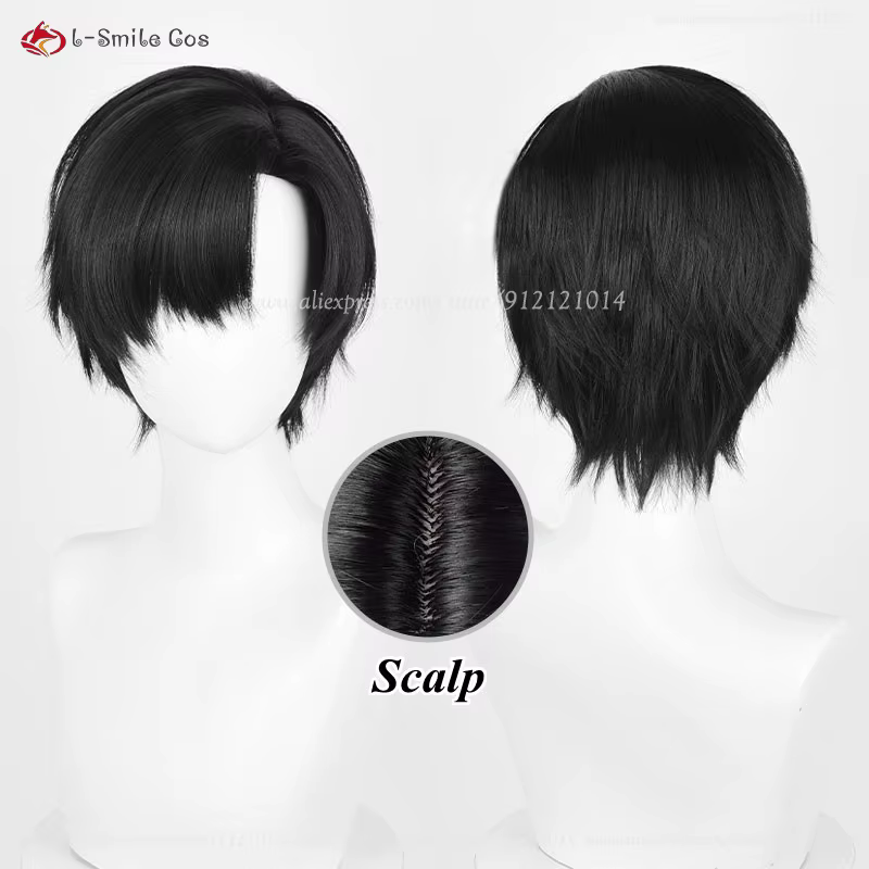 2 Styles Anime Ivan Cosplay perruque hommes 30 cm court noir Ivan Cosplay cheveux résistant à la cha