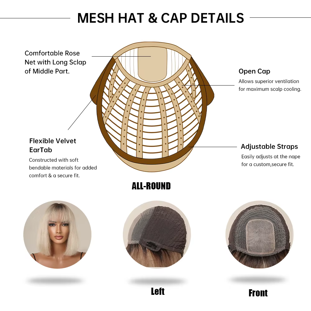 Bob Platinum Blonde Remy Human Hairs for Black Women, Natural Straight Short Wigs with Bangs, Heat D
