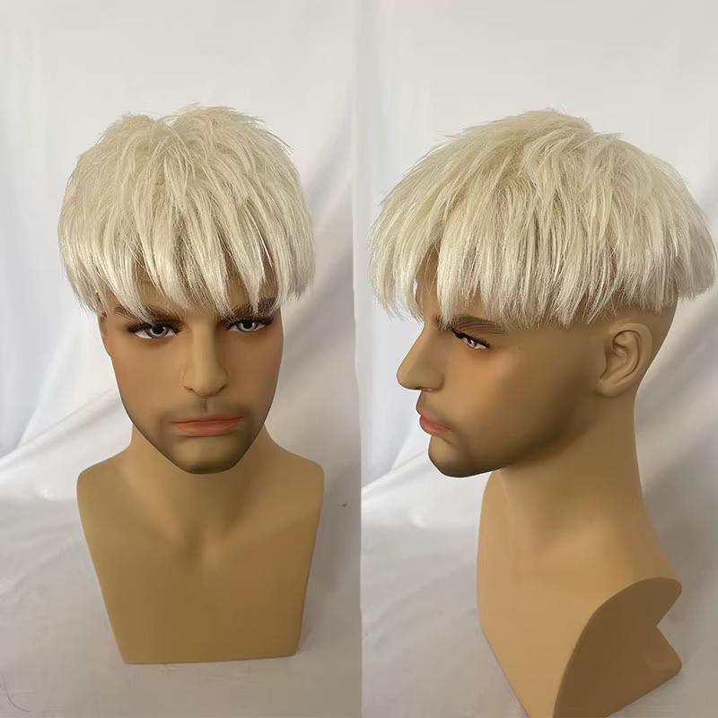 Perruque Courte pour Homme 3 Pouces, Cheveux Humains, Toupet en Dentelle Suisse, Prothèse Capillaire