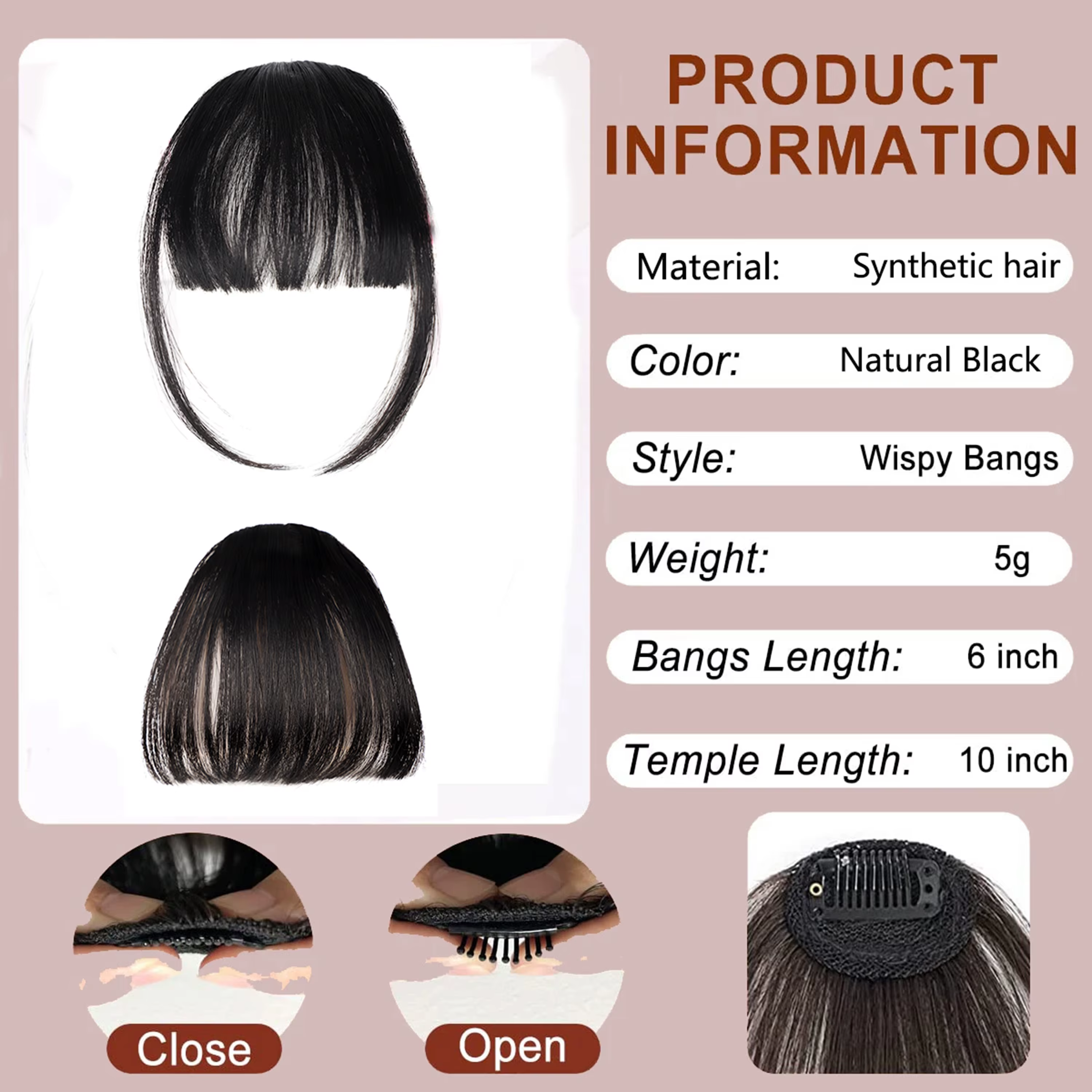 Faux franges à clipser pour femmes, extensions capillaires synthétiques, outils de coiffure, postich
