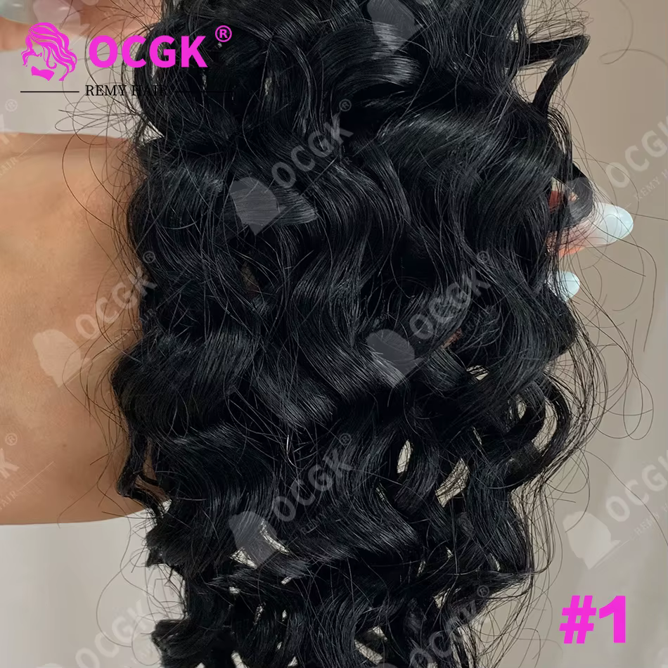 OCGK vague d'eau pince dans les Extensions de cheveux cheveux humains 6 pièces/ensemble Remy pince à