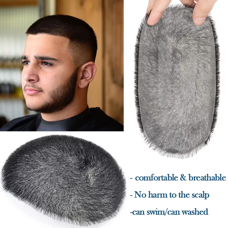 5x 7/6x8 100% cheveux humains Buzz coupe toupet pour hommes Ultra mince respirant PU Transparent com