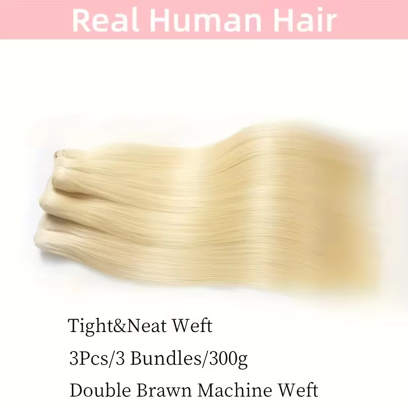 Extensions de cheveux brésiliens lisses couleur blonde 613, 1/3/4 paquets, tissage Remy en cheveux h