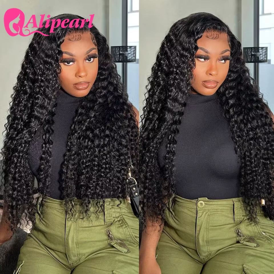 Perruque Lace Front Wig Deep Wave brésilienne naturelle-ALIPEARL, 13x4, pre-plucked, avec baby hair,