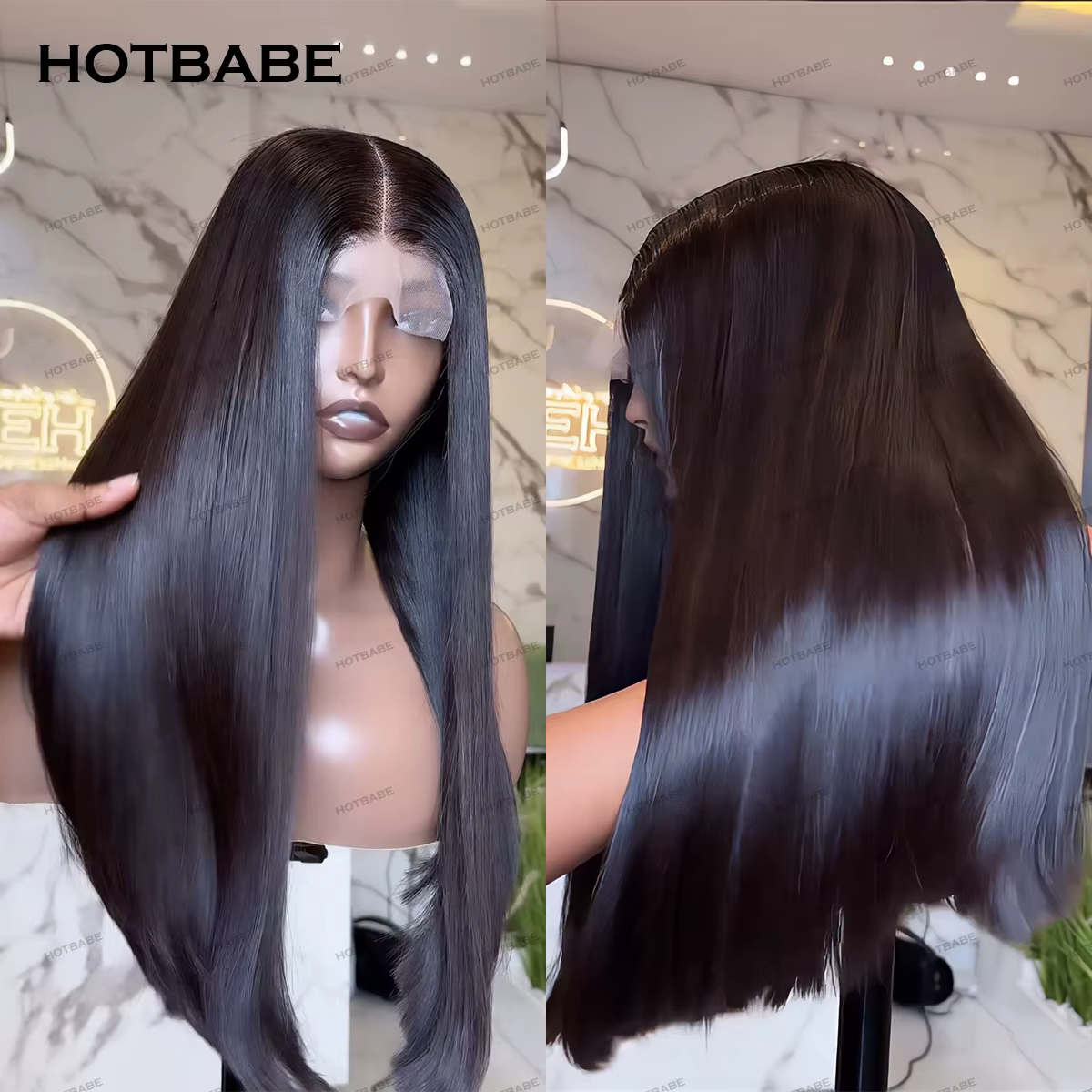 36 pouces perruques de cheveux humains droites soyeux droite 13 × 6 HD dentelle frontale perruque br