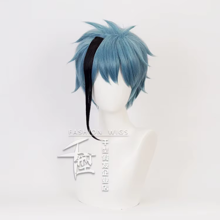 Perruque de cosplay Twisted Wonderland, perruque de sangsue Floyd diversifiée, reflets bleus, gris f