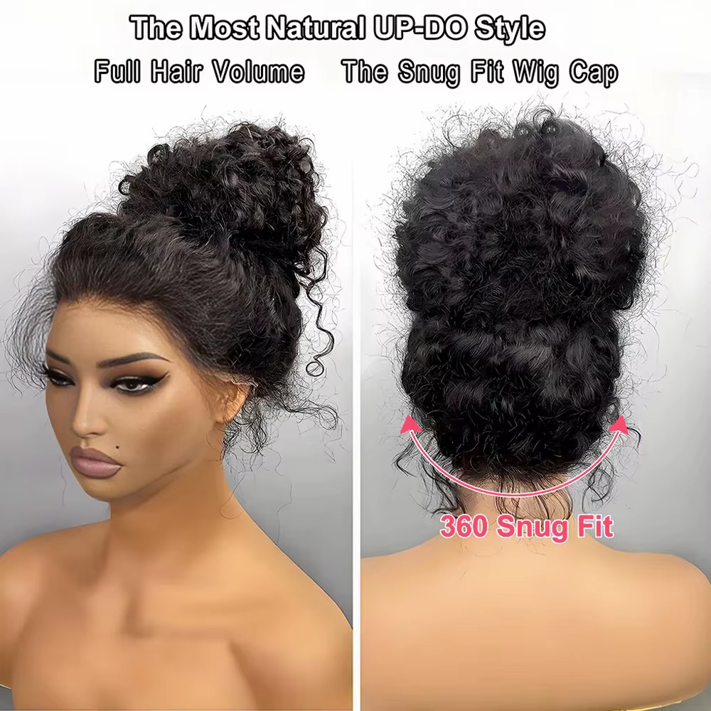 Perruque Deep Wave 360 HD Full Lace Front, Cheveux Humains Brésiliens Véritables, Pré-Pluckée, Bande