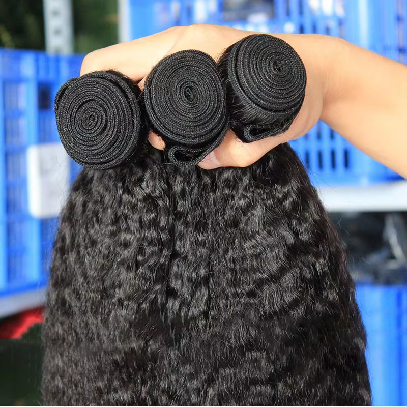 Extensions de cheveux humains vierges bruts péruviens, lisses et crépus, tissage à coudre, 3 à 4 paq