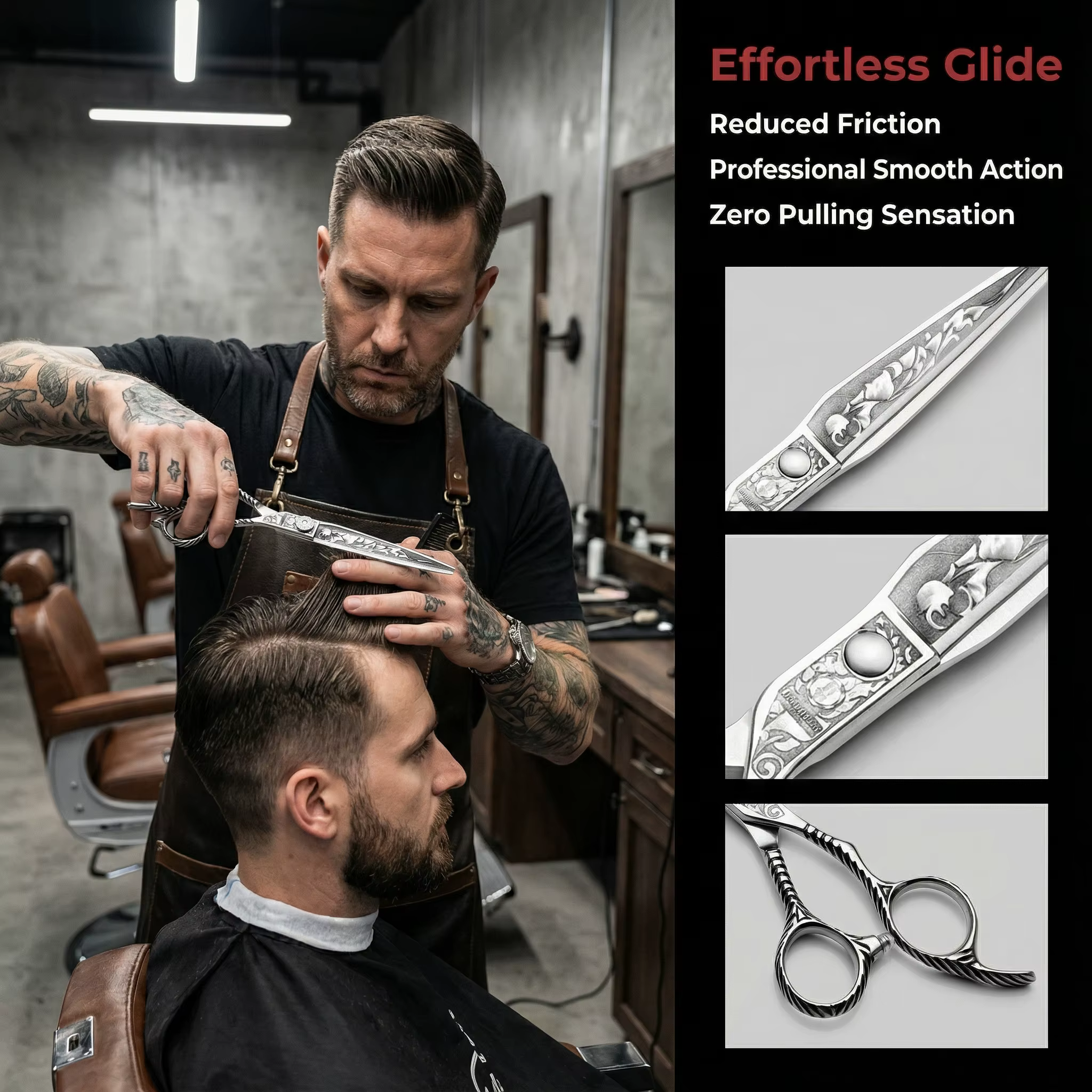 Ciseaux de coiffure professionnels FnLune de 6 pouces en acier inoxydable, ciseaux de coupe de cheve