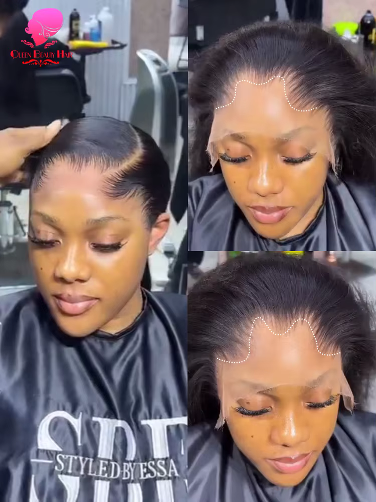 Perruque 13x4 Lagos Hairline, Perruque Lace Frontale 13x6 360 en Cheveux Humains, Lisse 1B, Pré-épil
