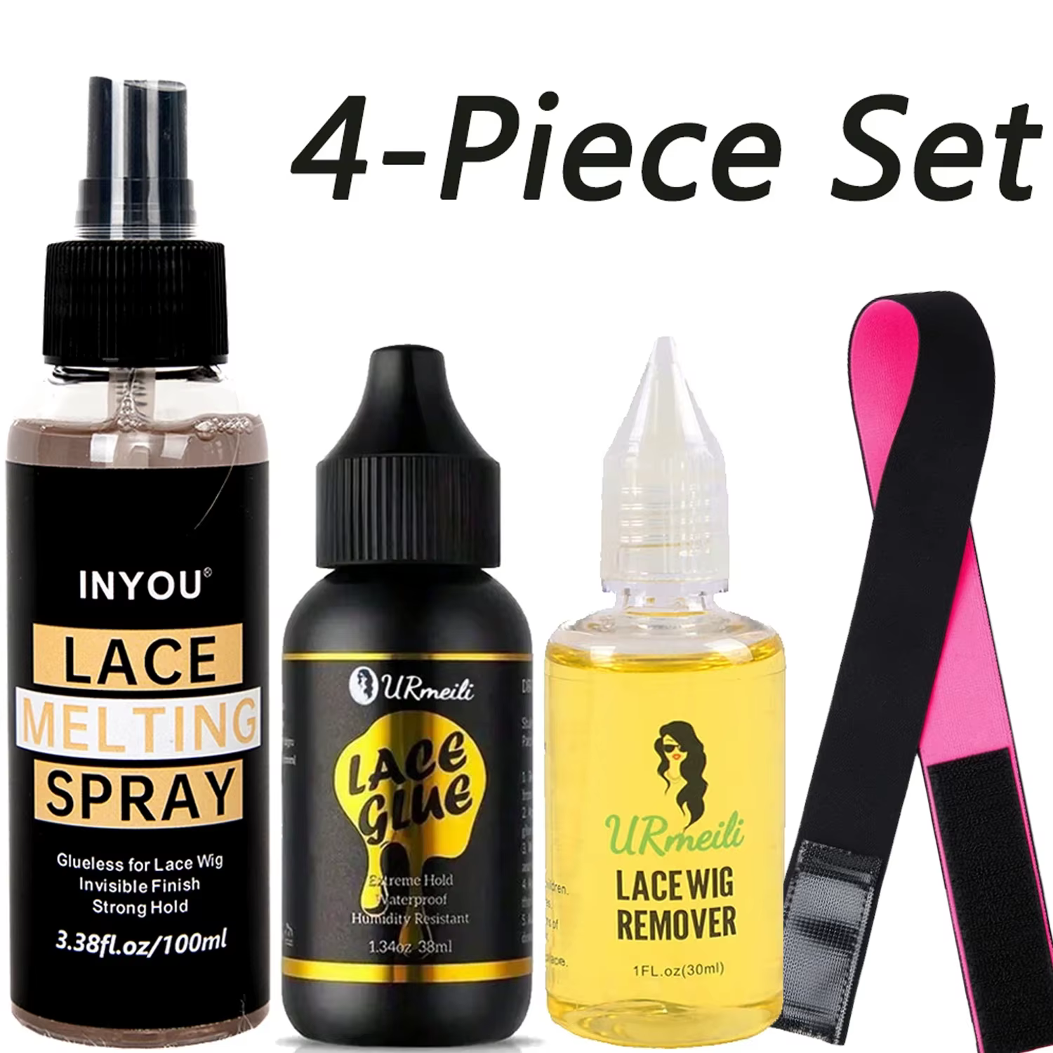Kit de colle pour perruque 4 pièces pour perruque à dentelle frontale, comprenant un spray de fusion