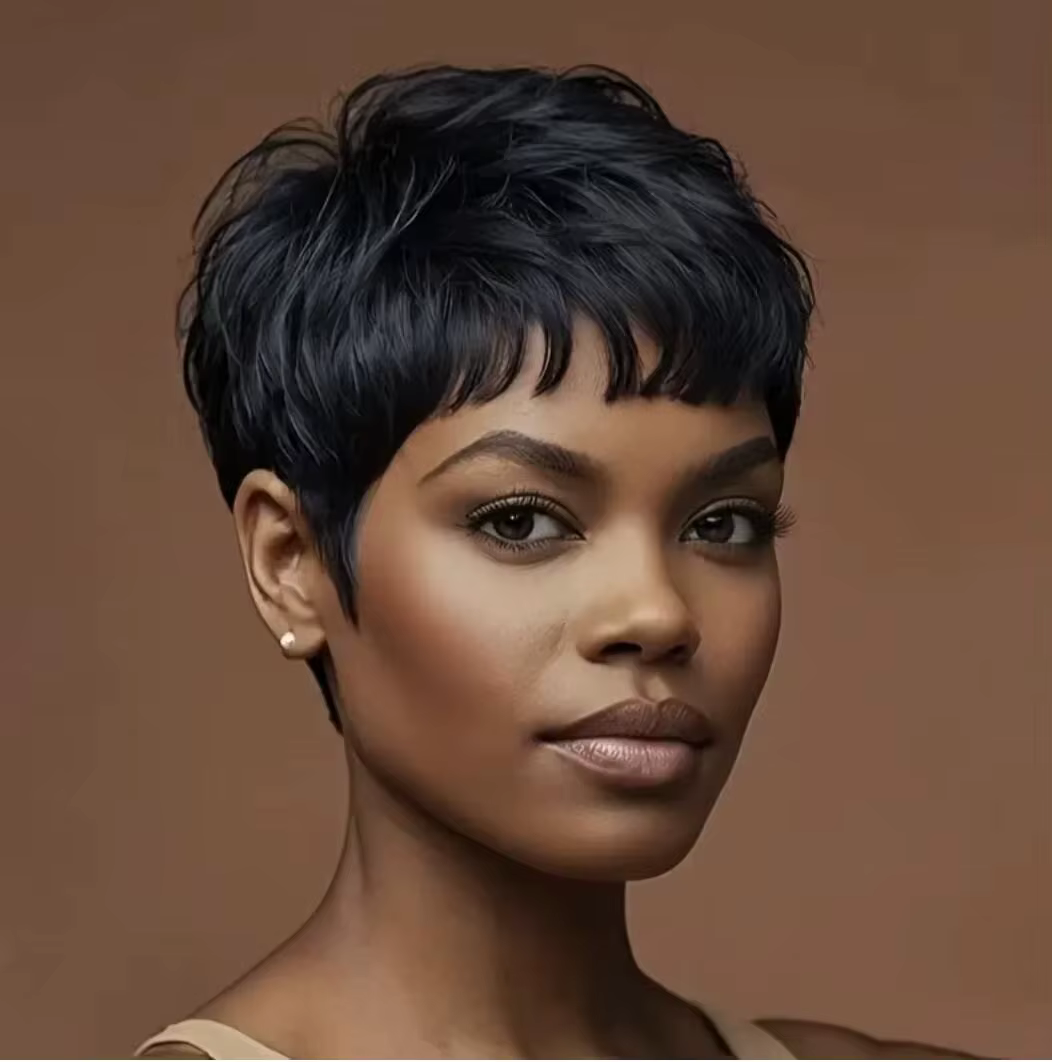 Perruque synthétique courte noire, coupe Pixie pour frange, perruque courte Fak pour femmes, perruqu