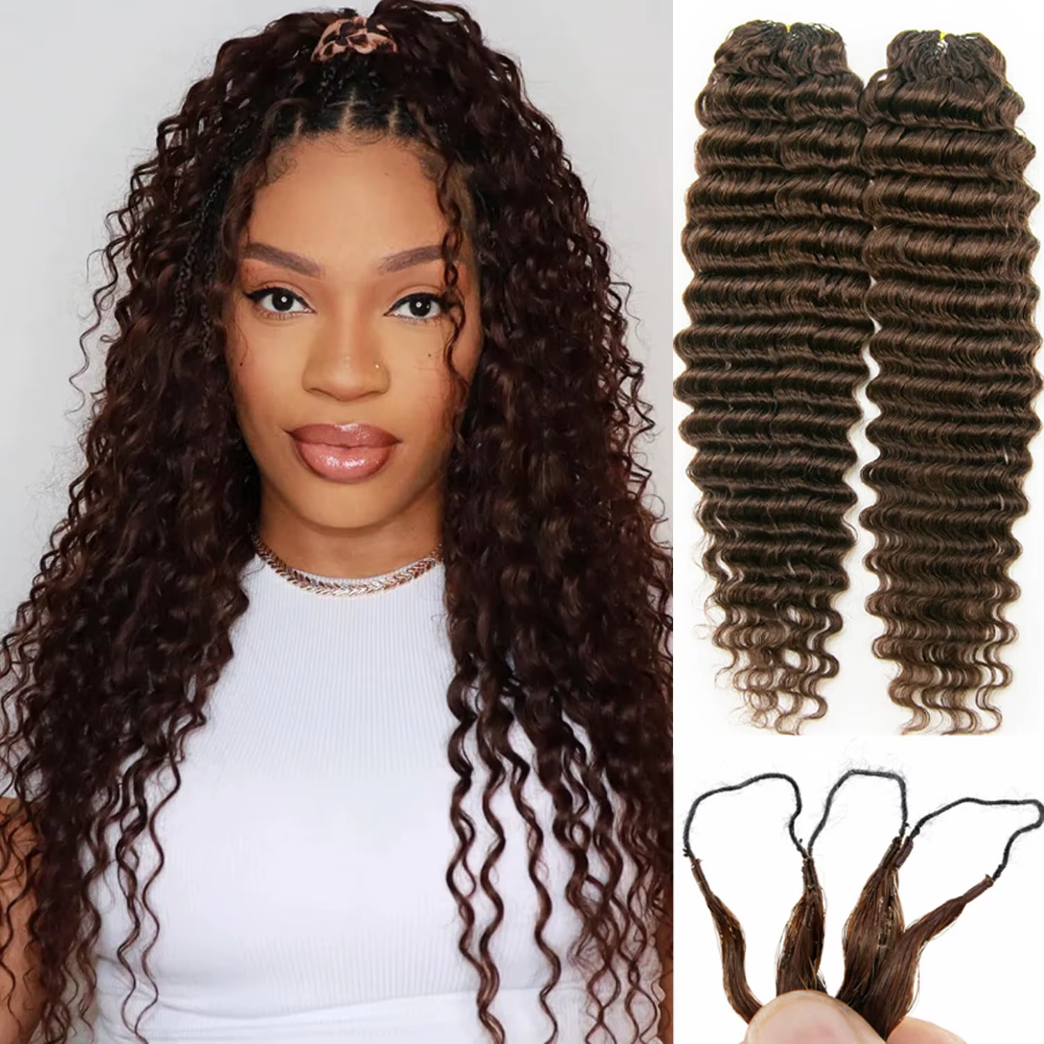 Miracle Knots 12A Deep Wave Crochet Human Hair Pre-Separated # 4 extensions de cheveux tressées au c