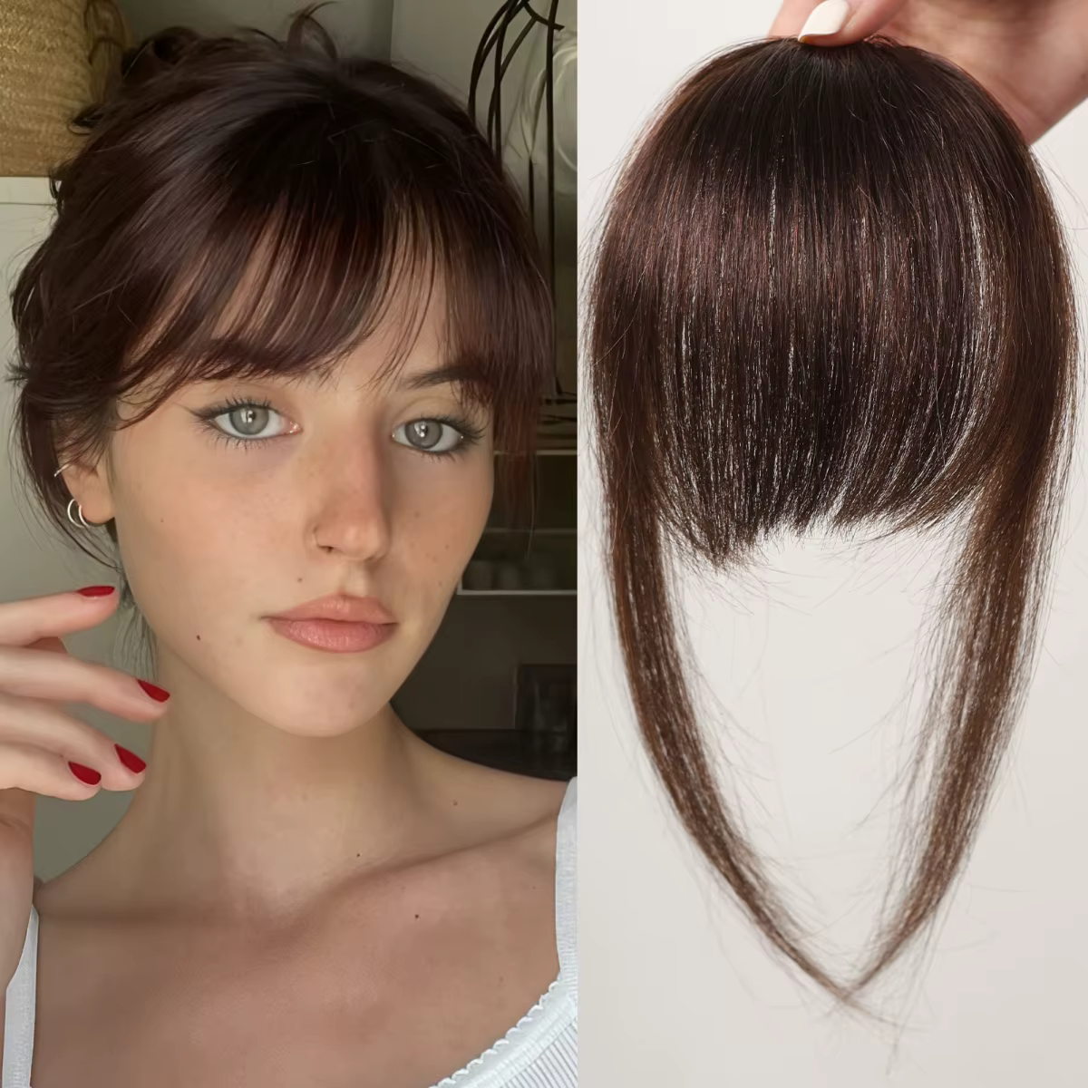 Frange vaporeuse brune frange de cheveux humains pince aérienne dans l'extension de cheveux cheveux 