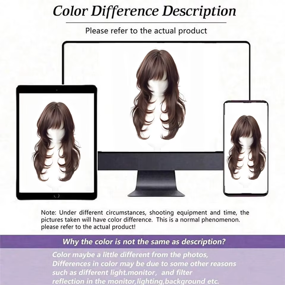 Perruque synthétique Style Lolita avec frange, cheveux longs bouclés, Fibers haute température, pour