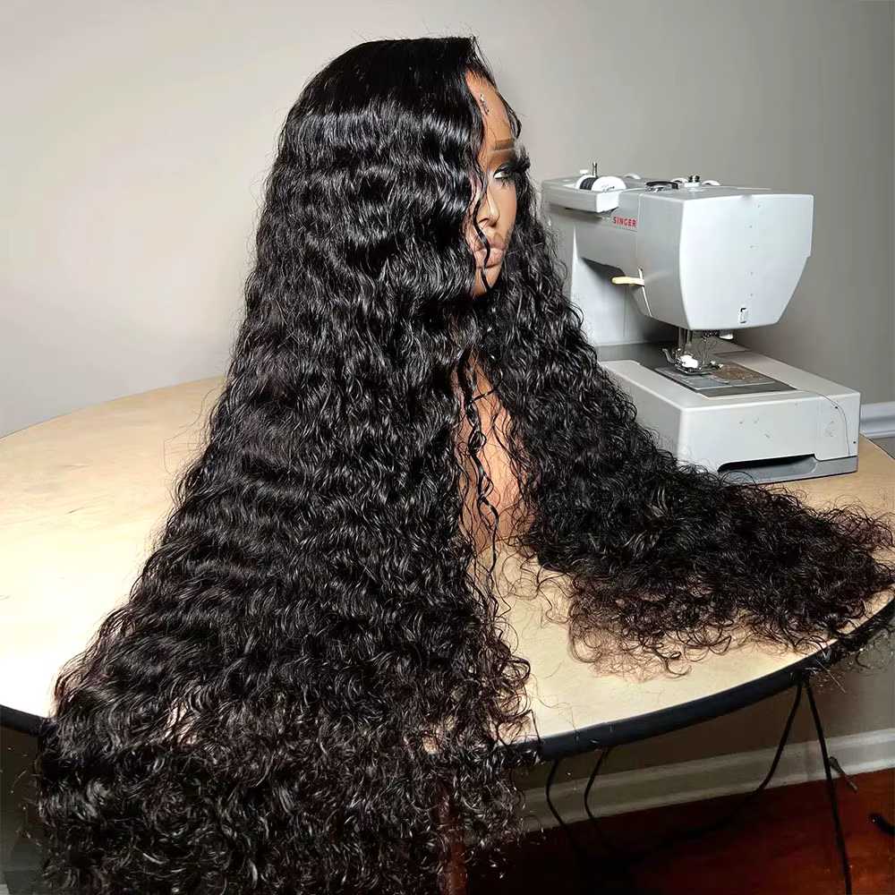 Perruque Lace Front Wig naturelle brut ondulée vietnamienne, sans colle, avec sangle invisible, Full