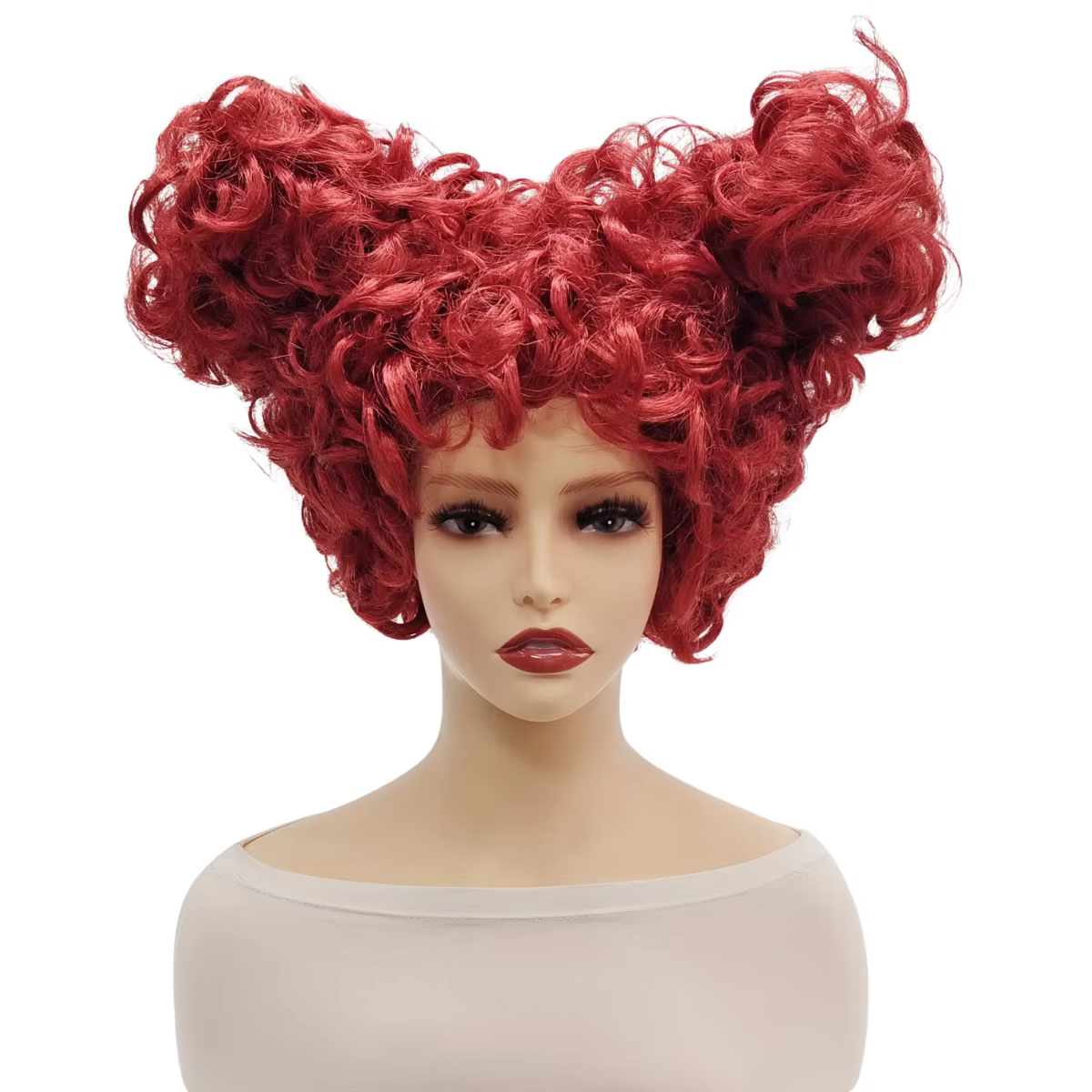 Perruque rouge bouclée inspirée de la Reine Rouge, postiche synthétique pour cosplay d'Alice au pays