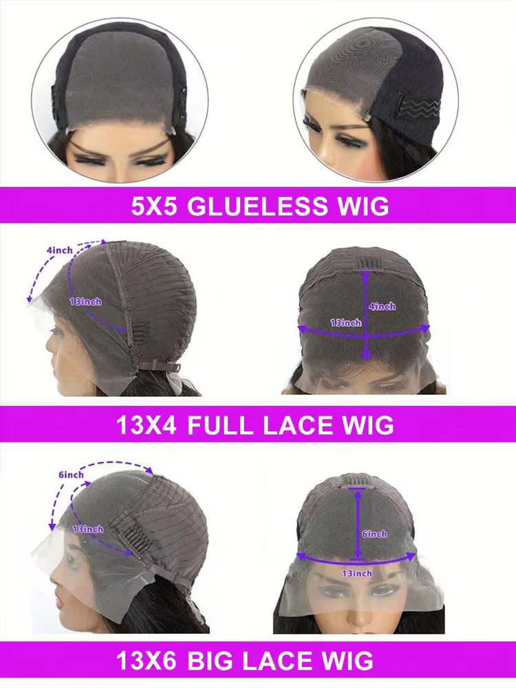 40 42 pouces vague de corps perruques de cheveux humains 250% densité 13x6 HD avant de lacet perruqu
