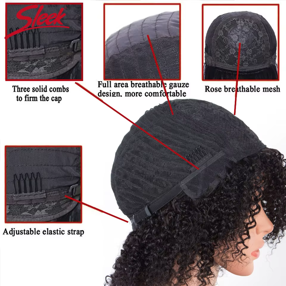 Élégant Afro crépus bouclés noir perruques de cheveux humains Ombre T1B/30 brésilien bouclés Machine
