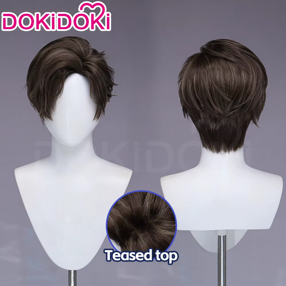 Perruque de cosplay DokiDoki pour femme, courte, avec dentelle frontale, 32 cm, pour Adaa (Emily, As