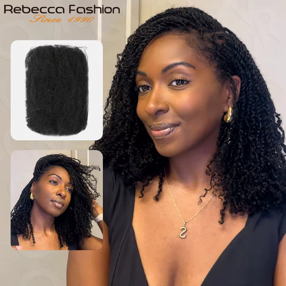 Extensions de cheveux afro crépus brun foncé QVR pour tresses, dreadlocks, cheveux humains bouclés a