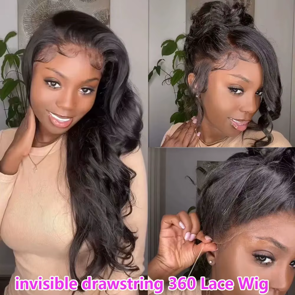 Perruque Lace Front Wig Body Wave 360 HD, cheveux naturels, pre-plucked, 12A, sans colle, vierge bré