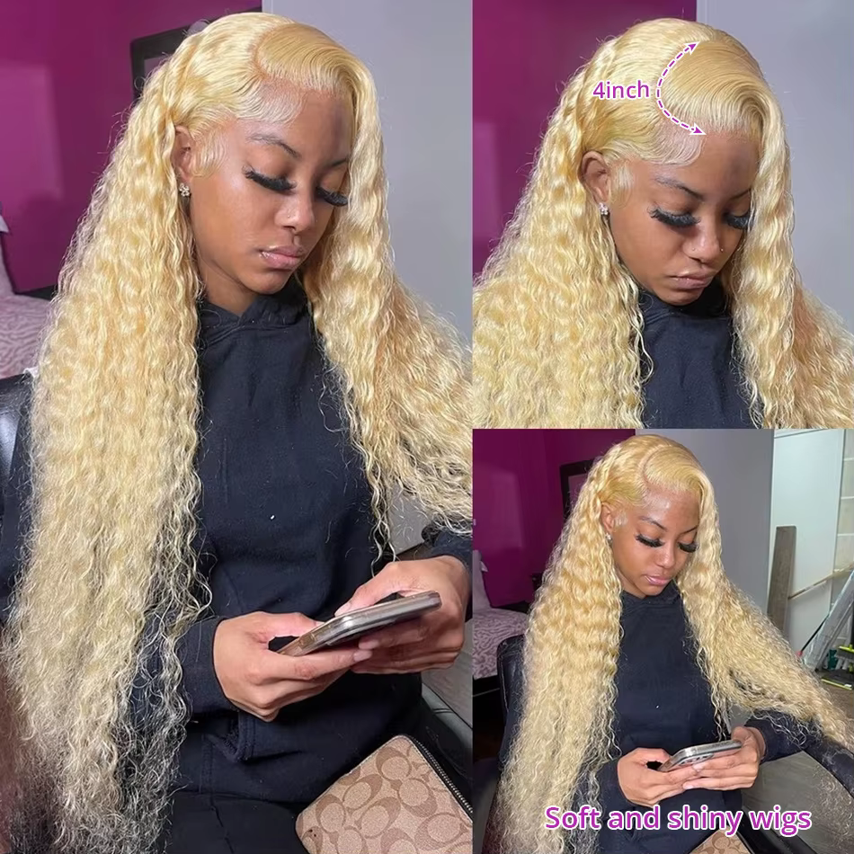 613 Hd dentelle frontale perruque 13X6 Blonde bouclés eau vague profonde frontale perruque 13X4 Hd a